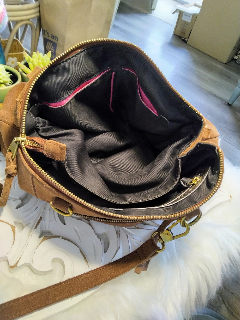 The Sak Tan Suede Crossbody Bag with Stud Accents - Picture 8 of 12